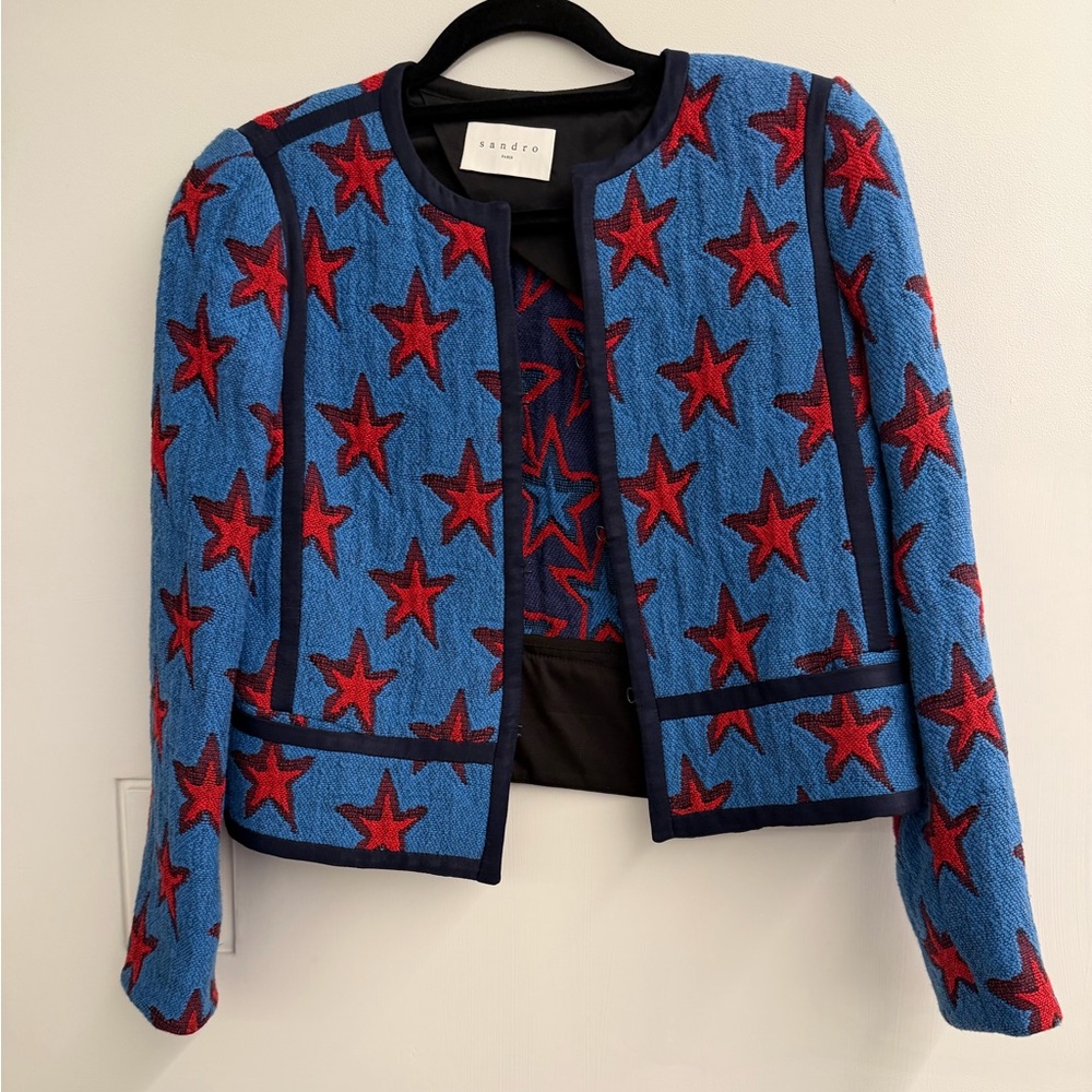 Sandro Blue and Red Star Blazer
